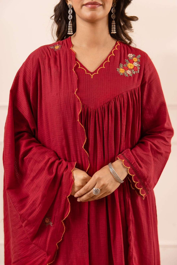mul-kota-cotton-a-line-embroidered-suit-set-with-gathers-lining-maroon-4