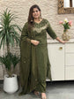 premium-banaras-mul-chandderi-hand-embroidered-a-line-suit-set-with-mul-cotton-lining-colour-rani-mehendi-green-1