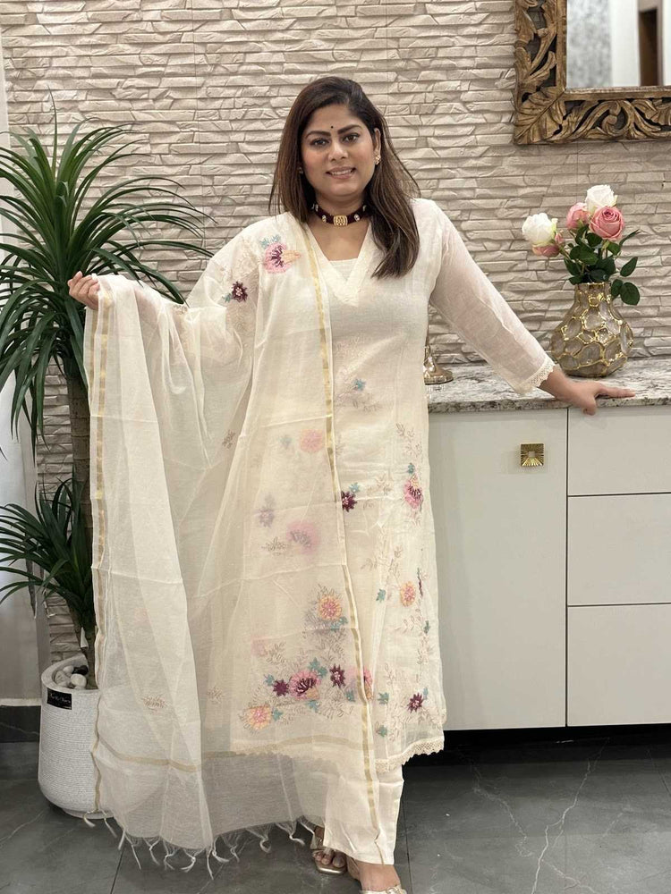 premium-banaras-mul-chanderi-applique-zari-embroidered-a-line-suit-set-paired-with-applique-work-mul-chanderi-dupatta-off-white-and-pink-2