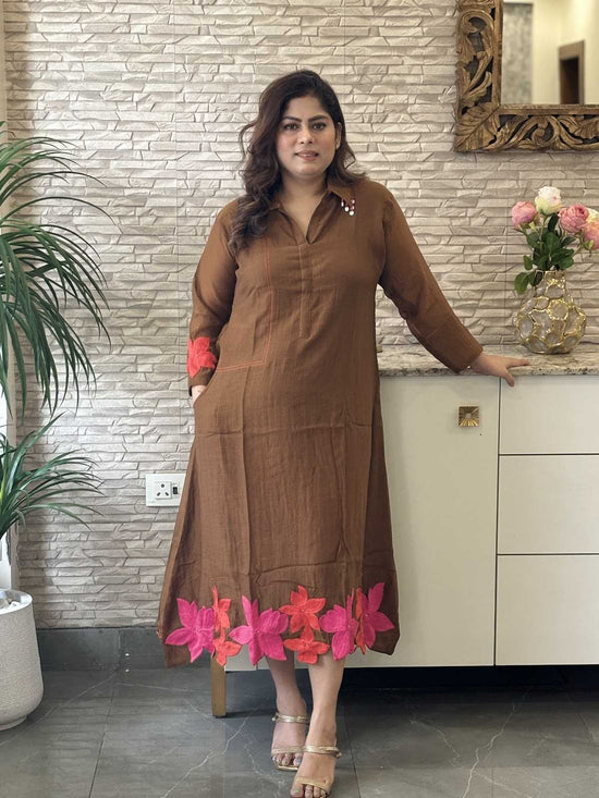 premium-banaras-mul-chanderi-embroidered-cut-work-a-line-dress-with-mul-cotton-lining-a-pocket-brown-1
