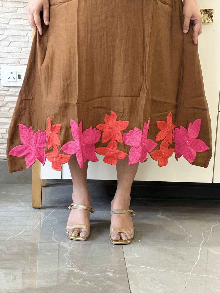premium-banaras-mul-chanderi-embroidered-cut-work-a-line-dress-with-mul-cotton-lining-a-pocket-brown-4