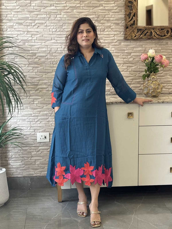 premium-banaras-mul-chanderi-embroidered-cut-work-a-line-dress-with-mul-cotton-lining-a-pocket-electric-blue-1