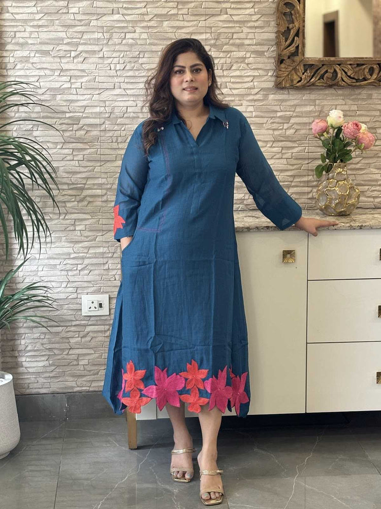 premium-banaras-mul-chanderi-embroidered-cut-work-a-line-dress-with-mul-cotton-lining-a-pocket-electric-blue-1