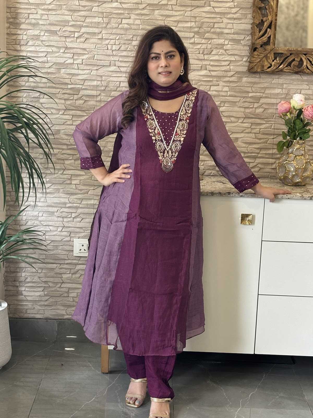 premium-banaras-mul-chanderi-hand-embroidered-a-line-block-suit-set-with-mul-cotton-lining-purple-1