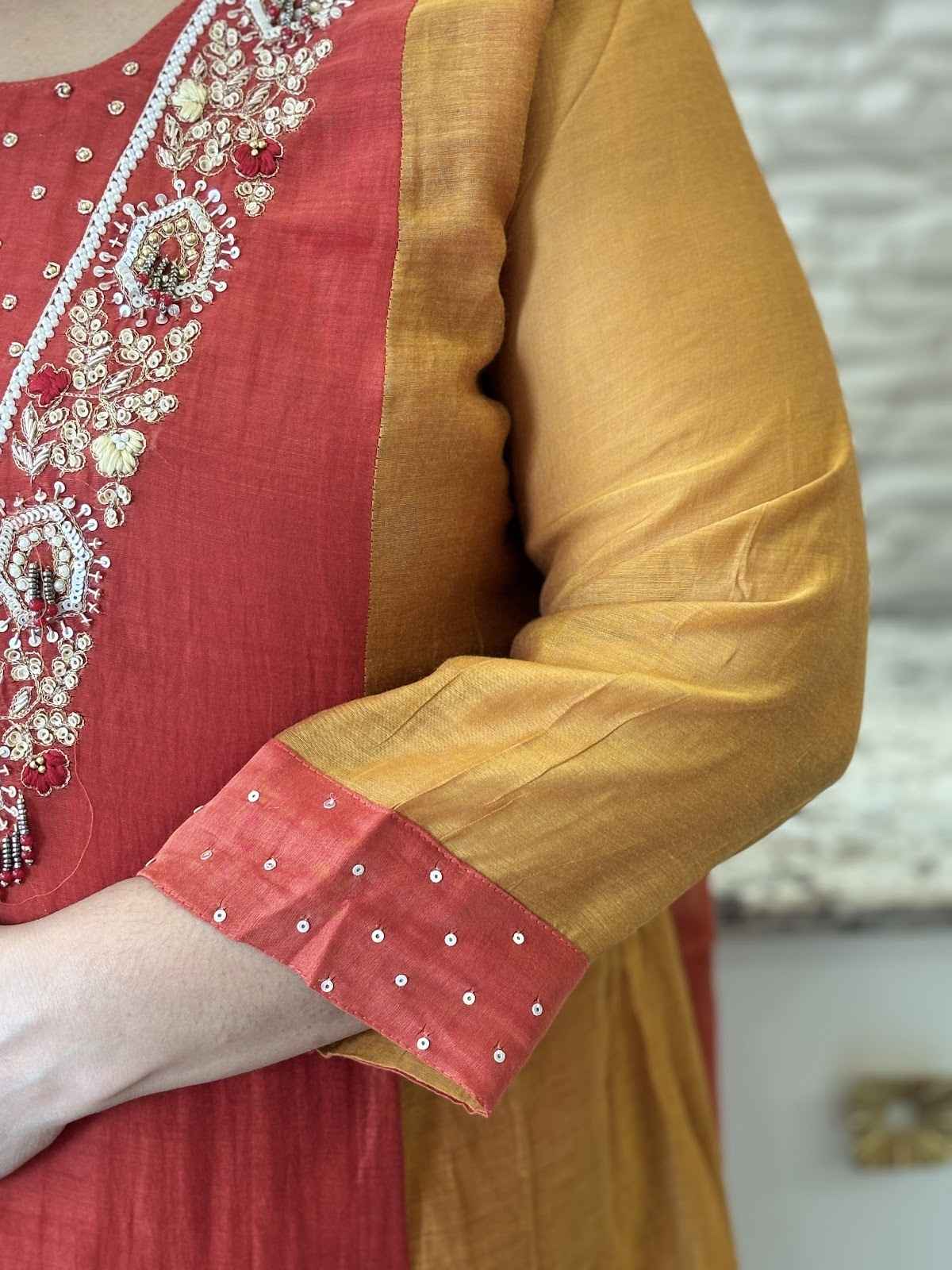 premium-banaras-mul-chanderi-hand-embroidered-a-line-block-suit-set-with-mul-cotton-lining-rust-3