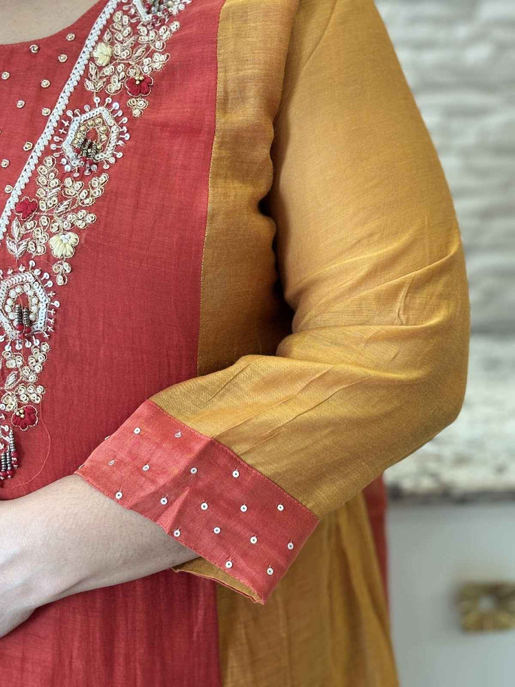 premium-banaras-mul-chanderi-hand-embroidered-a-line-block-suit-set-with-mul-cotton-lining-rust-3
