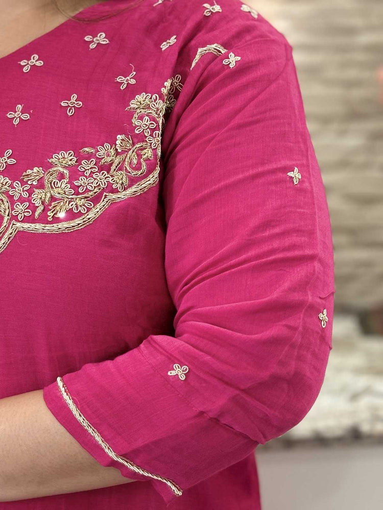 premium-banaras-mul-chanderi-hand-embroidered-a-line-suit-set-with-mul-cotton-lining-colour-rani-3