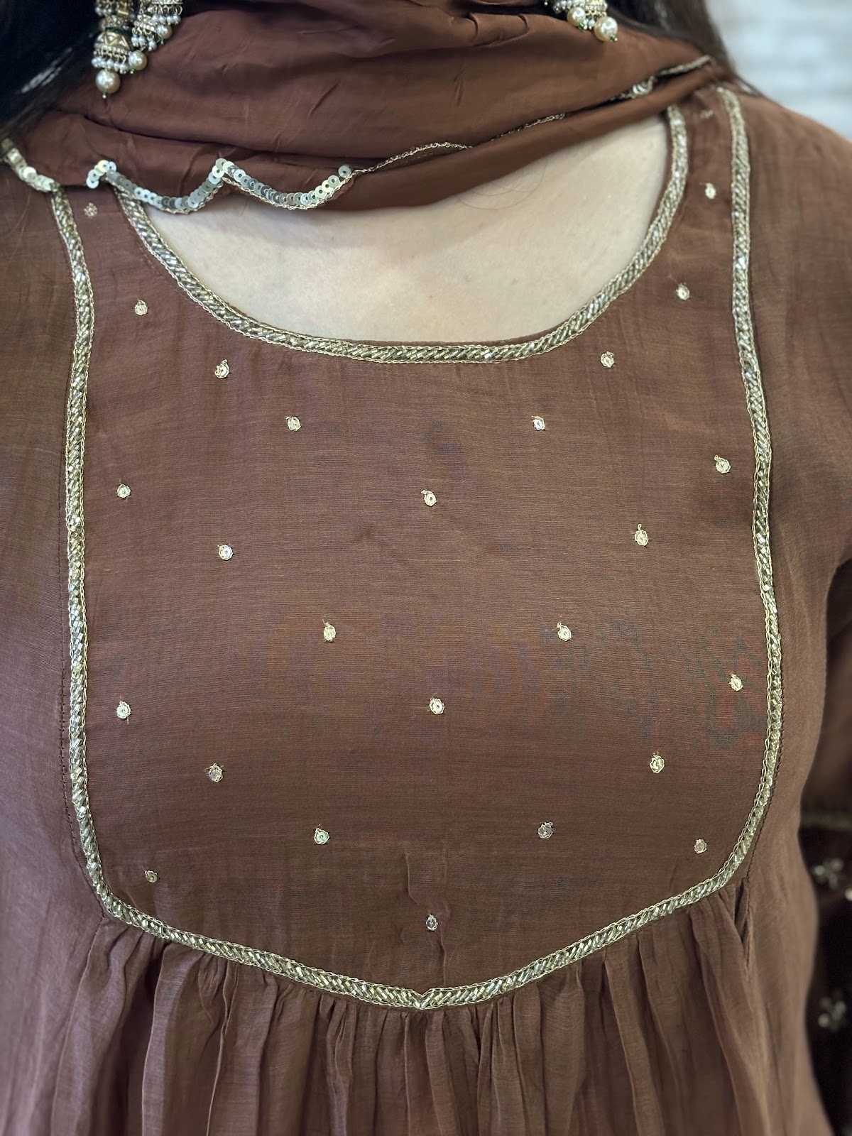 premium-banaras-mul-chanderi-hand-embroidered-a-line-suit-set-with-mul-cotton-lining-embroidered-pure-organza-dupatta-brown-2