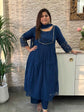 premium-banaras-mul-chanderi-hand-embroidered-a-line-suit-set-with-mul-cotton-lining-embroidered-pure-organza-dupatta-navy-blue-2