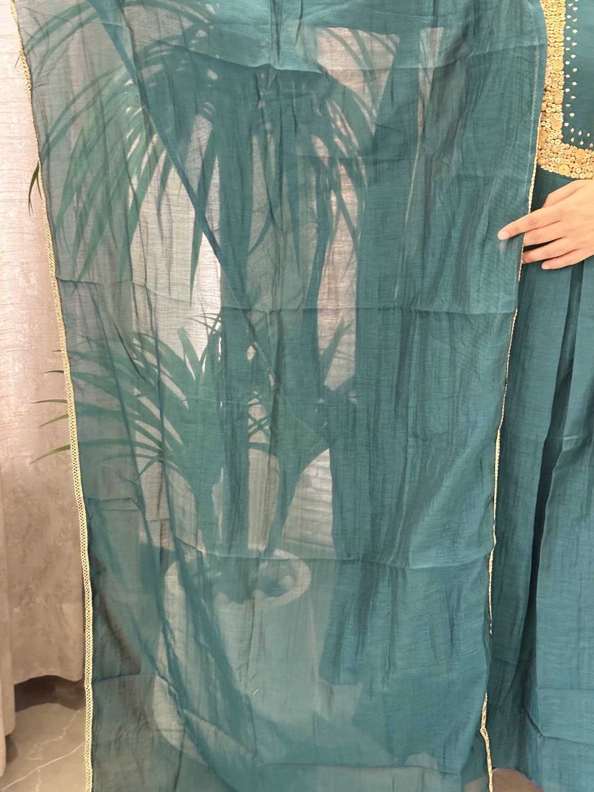 premium-banaras-mul-chanderi-hand-embroidered-a-line-suit-set-with-mul-cotton-lining-emrald-green-5