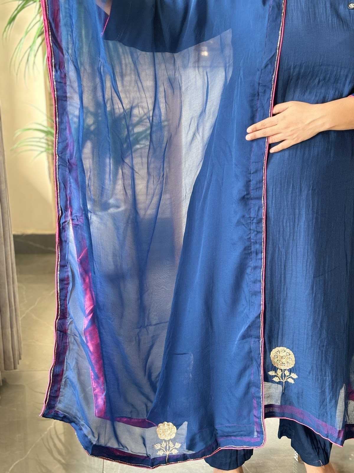 premium-banaras-mul-chanderi-hand-embroidered-a-line-suit-set-with-mul-cotton-lining-paired-with-organza-embroidered-dupatta-with-contrast-hacking-royal-blue-4