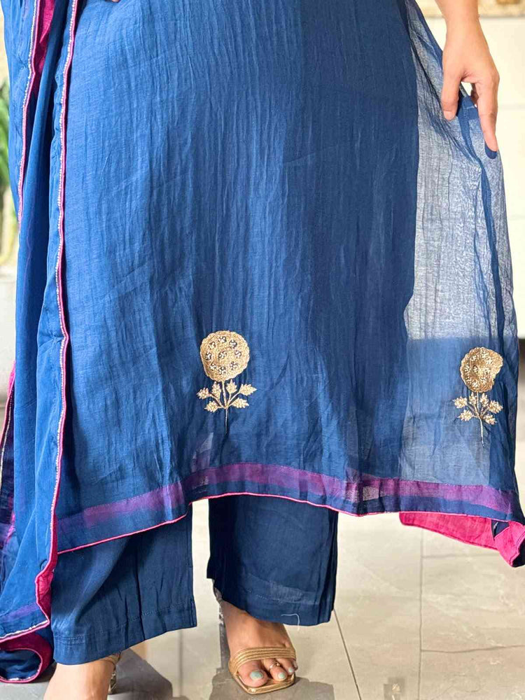premium-banaras-mul-chanderi-hand-embroidered-a-line-suit-set-with-mul-cotton-lining-paired-with-organza-embroidered-dupatta-with-contrast-hacking-royal-blue-5