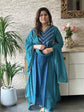 premium-banaras-mul-chanderi-hand-embroidered-a-line-suit-set-with-side-gathers-embroidered-malai-cotton-pant-mul-chanderi-dupatta-bluish-green-2