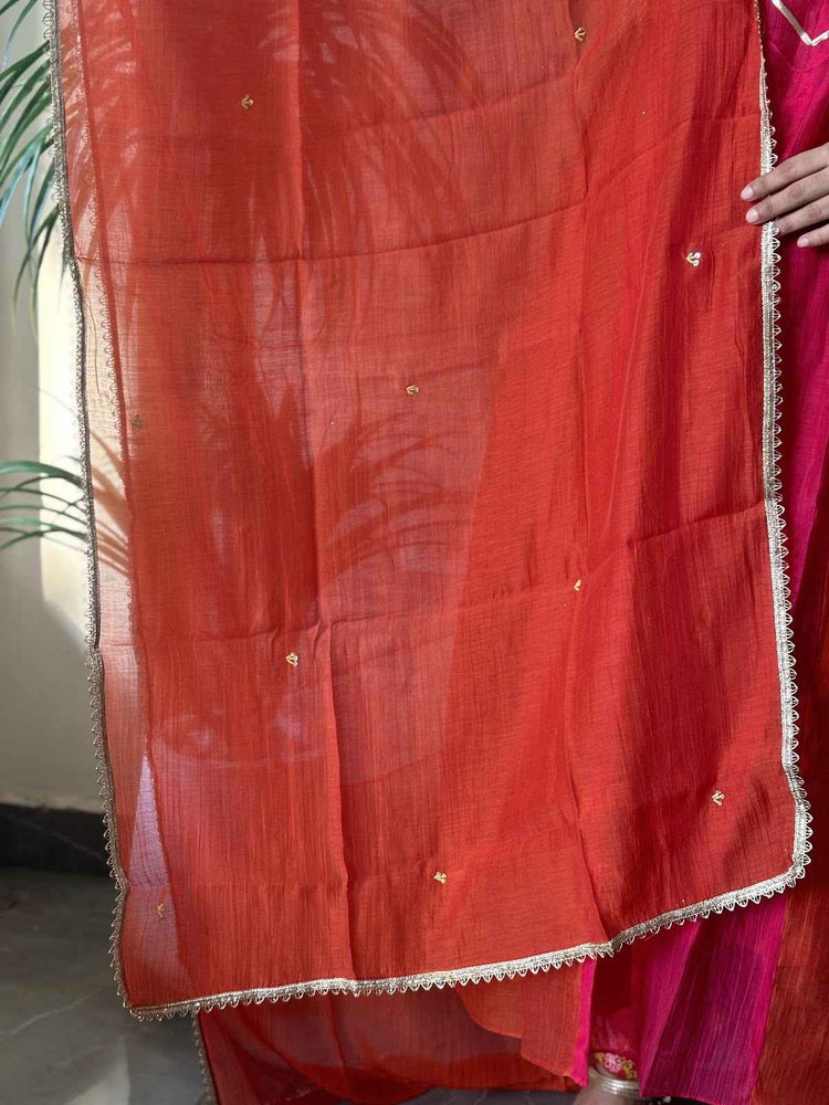 premium-banaras-mul-chanderi-hand-embroidered-a-line-suit-set-with-side-gathers-embroidered-malai-cotton-pant-mul-chanderi-dupatta-bluish-rani-4