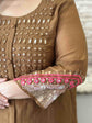 premium-banaras-mul-chanderi-mirror-work-hand-embroidered-a-line-suit-set-brown-3