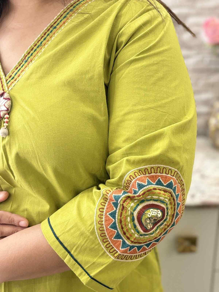 premium-cambric-cotton-a-line-embroidered-suit-set-with-pockets-paired-with-digital-print-mul-cotton-dupatta-parrot-green-4