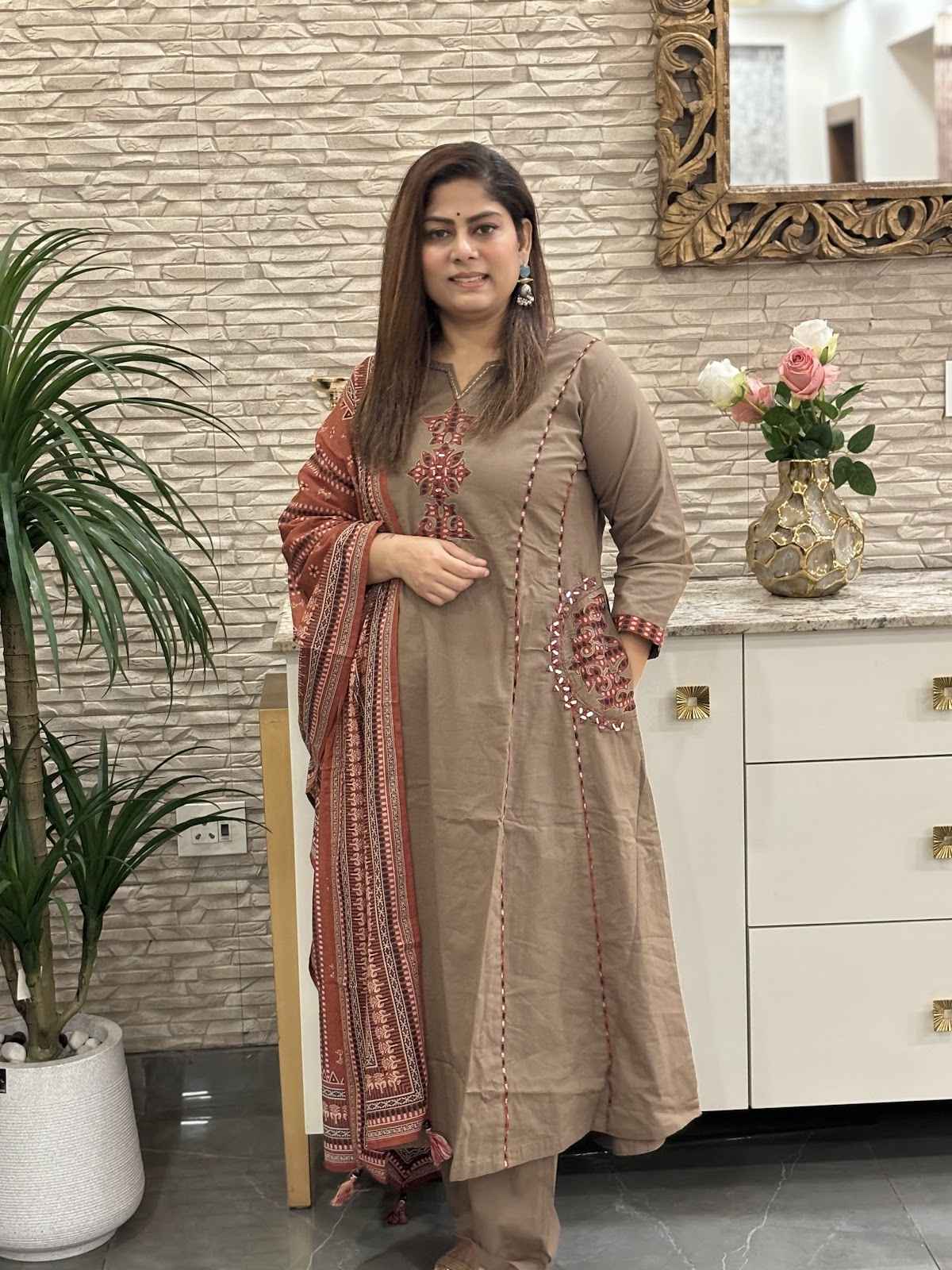 premium-cambric-cotton-applique-real-mirror-work-a-line-suit-set-brown-2