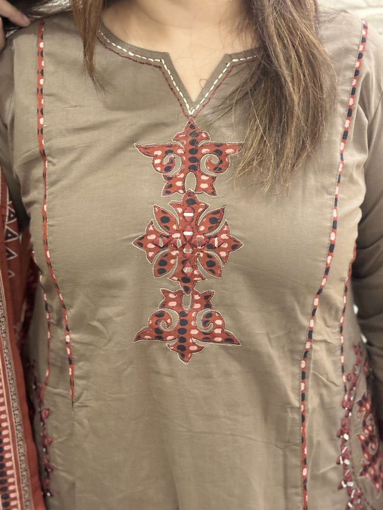 premium-cambric-cotton-applique-real-mirror-work-a-line-suit-set-brown-3