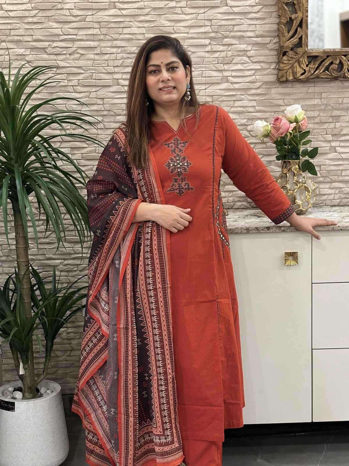 premium-cambric-cotton-applique-real-mirror-work-a-line-suit-set-rust-1