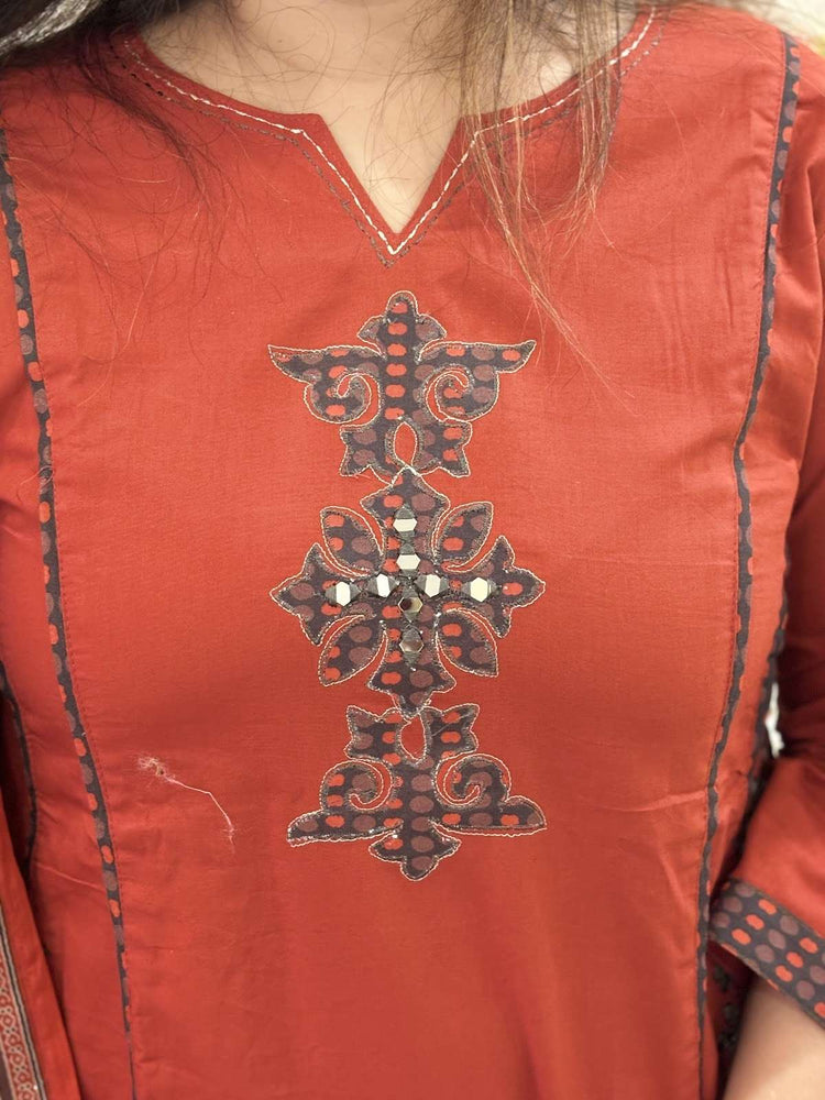 premium-cambric-cotton-applique-real-mirror-work-a-line-suit-set-rust-3