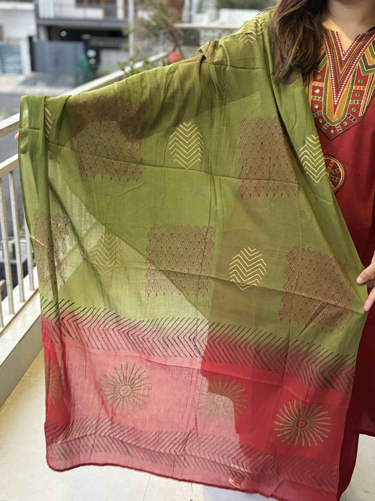 premium-cotton-a-line-embroidered-suit-set-red-4