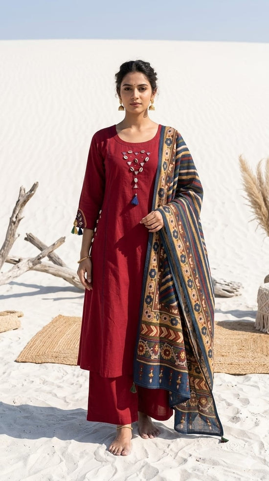 premium-cotton-cambric-hand-embroidered-a-line-suit-set-with-pockets-maroon-1
