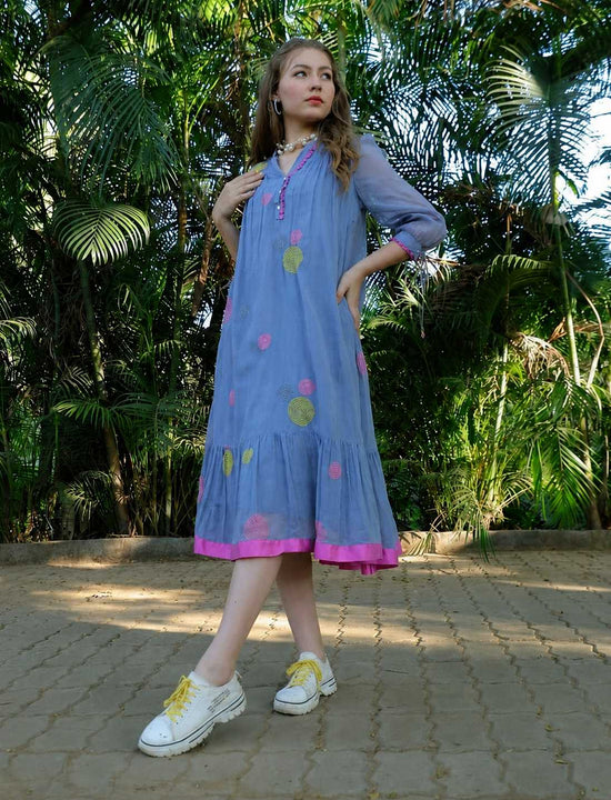 Premium Mul cotton embroidered dress with mul cotton lining and pocket – Heritage Hues By Ritika