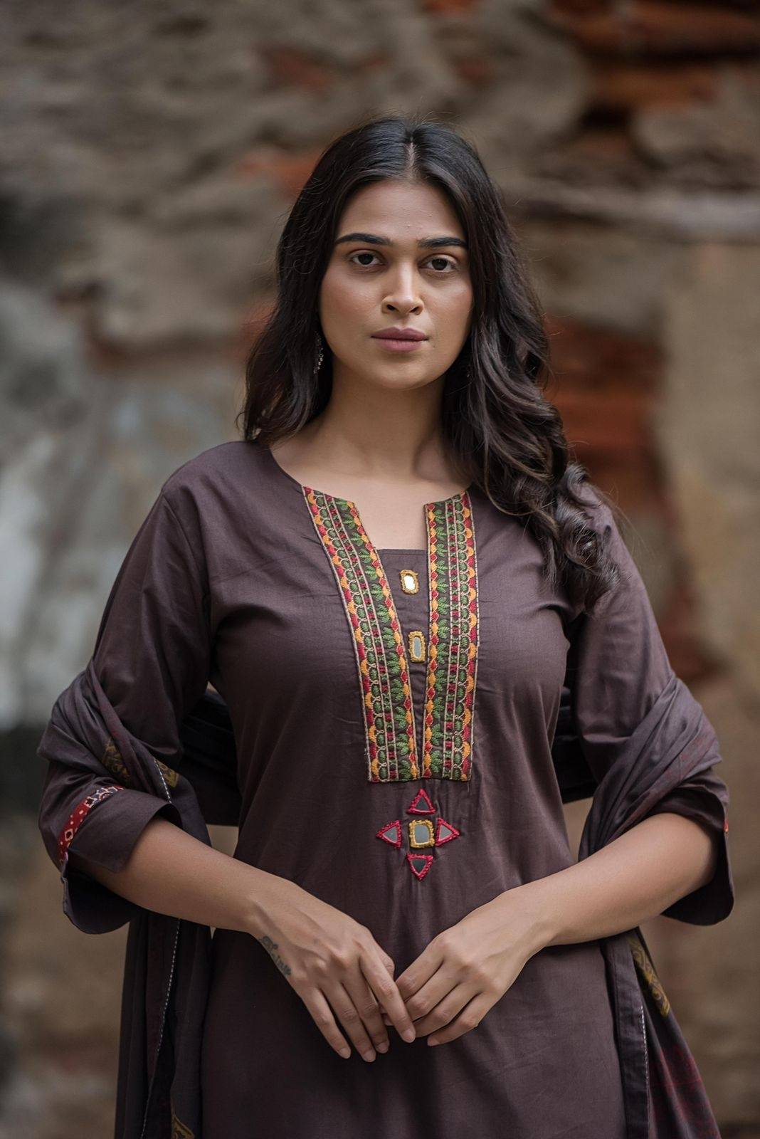 premium-cotton-hand-embroidered-straight-suit-set-paired-with-handblock-print-hand-embroidered-dupatta-brown-2