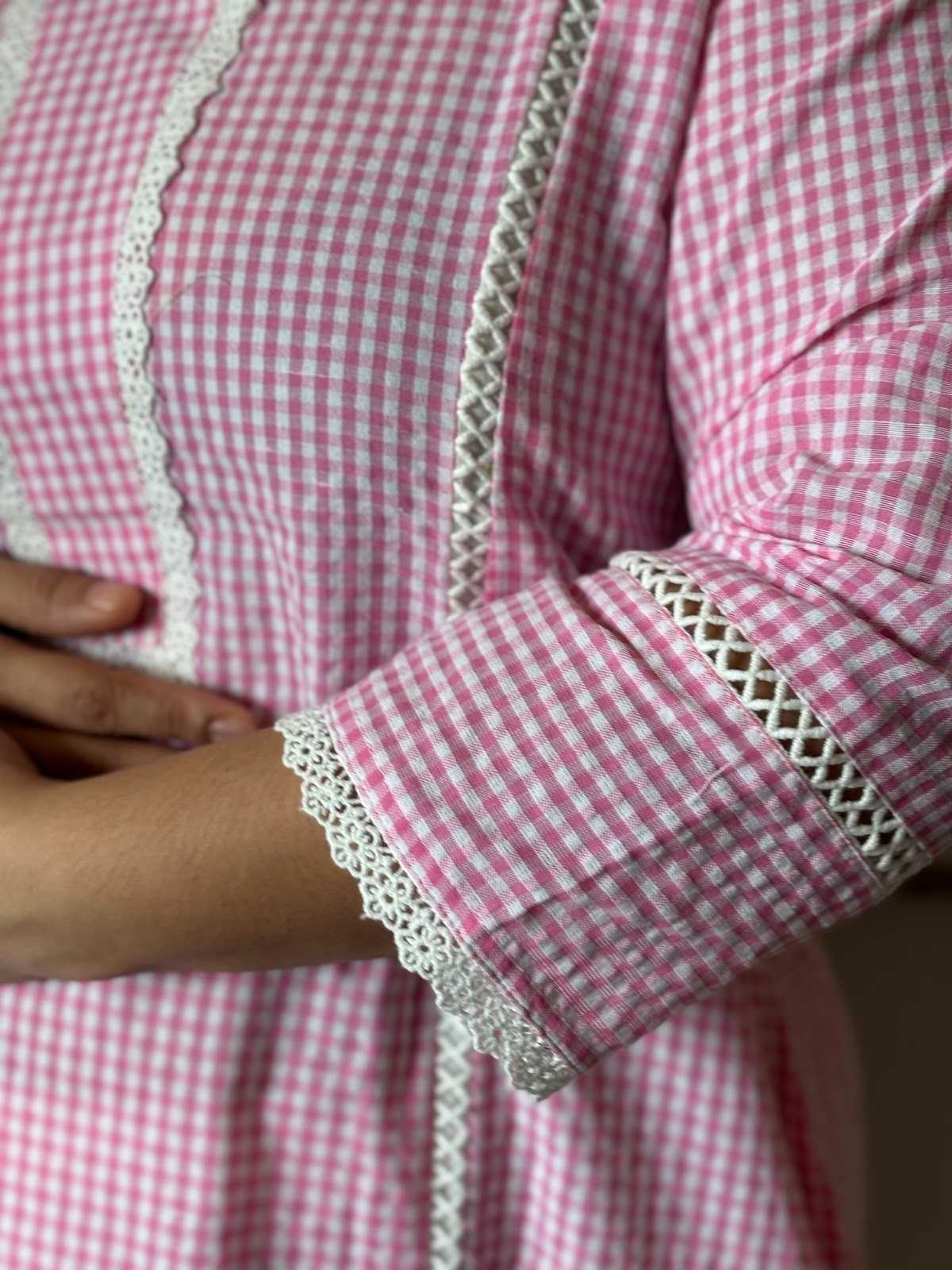 premium-cotton-handloom-checks-a&line-pant-set-with-lace-work-schiffili-patch-at-back-shoulder-pink-3