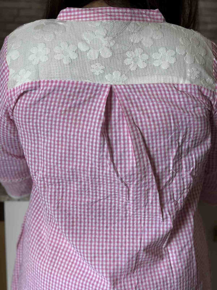premium-cotton-handloom-checks-a&line-pant-set-with-lace-work-schiffili-patch-at-back-shoulder-pink-4