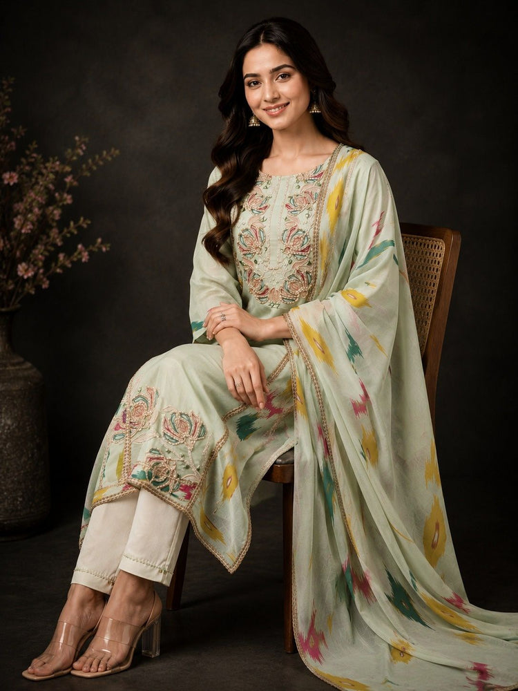 premium-cotton-ikkat-print-hand-embroidered-dori-work-straight-fit-suit-set-light-green-1