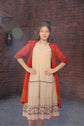 premium-cotton-jamdani-shrug-style-dress-with-lining-pockets-orange-2