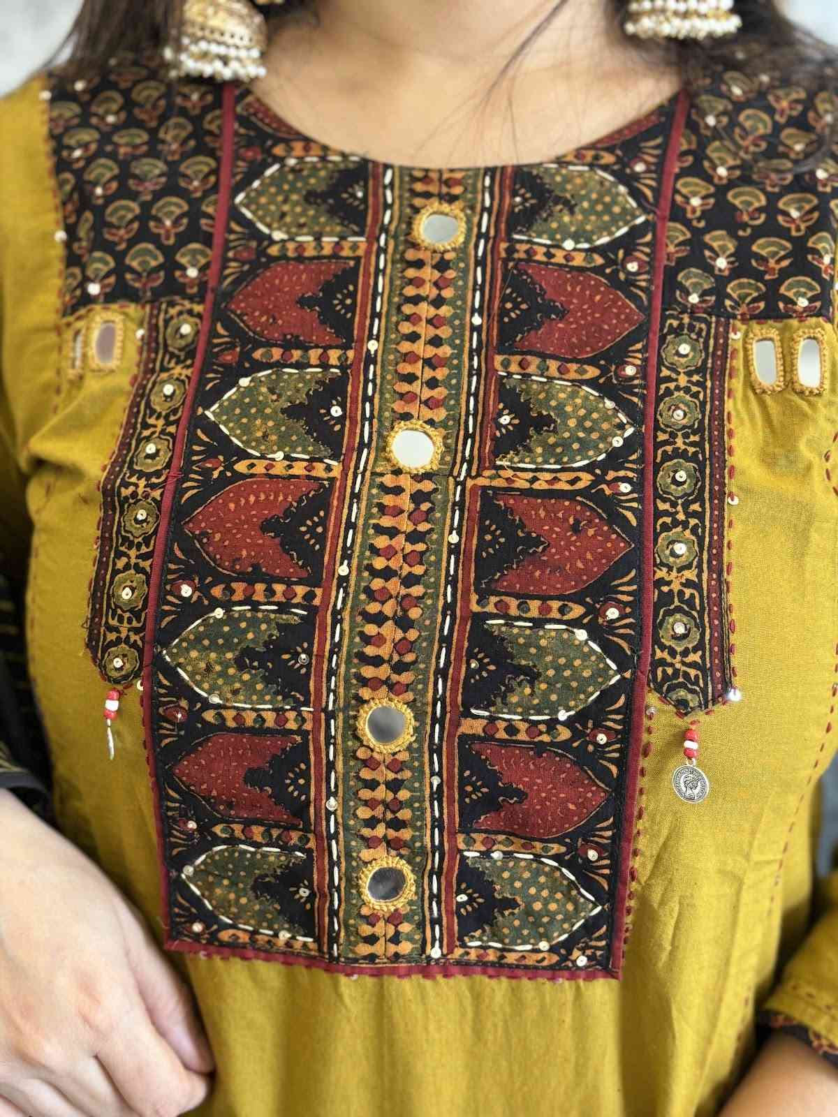 premium-cotton-mirror-work-a-line-suit-set-with-block-print-cotton-dupatta-mustard-2