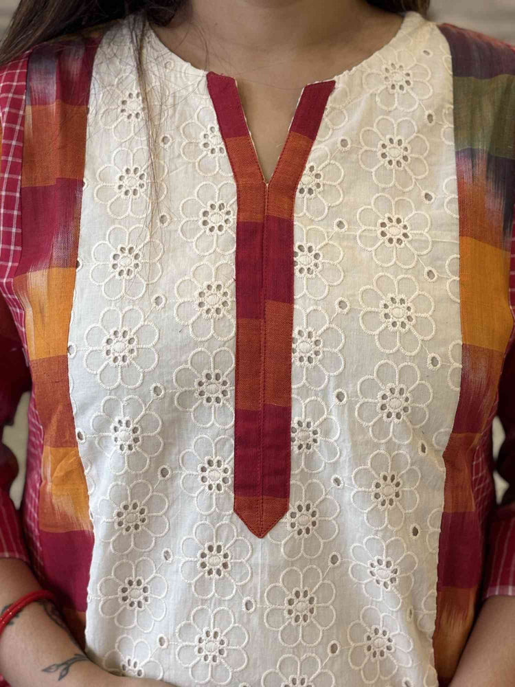 premium-cotton-schiffili-handloom-gamcha-checks-and-ikkat-print-a-line-dress-with-mul-cotton-lining-and-pockets-off-white-2