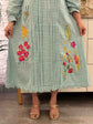 premium-handloom-gamcha-checks-embroidered-dress-with-applique-work-bluish-green-4