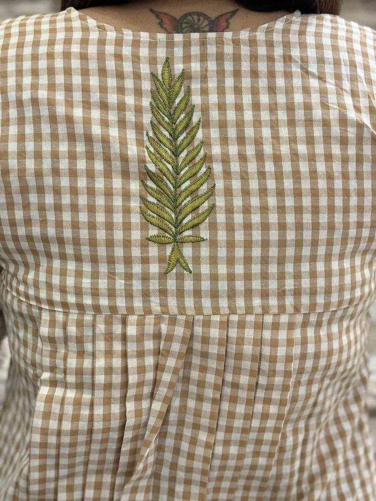 premium-handloom-gamcha-checks-embroidered-dress-with-applique-work-light-brown-3