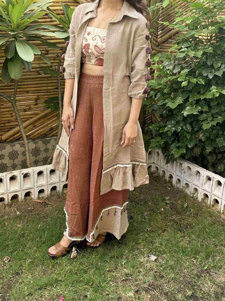 premium-jute-designer-embroidered-co-ord-set-shrug-style-light-brown-2