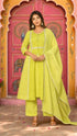 premium-kota-doria-a-line-leheriya-bandhni-print-suit-set-with-gota-detailing-paired-with-kota-doria-dupatta-neon-green-1