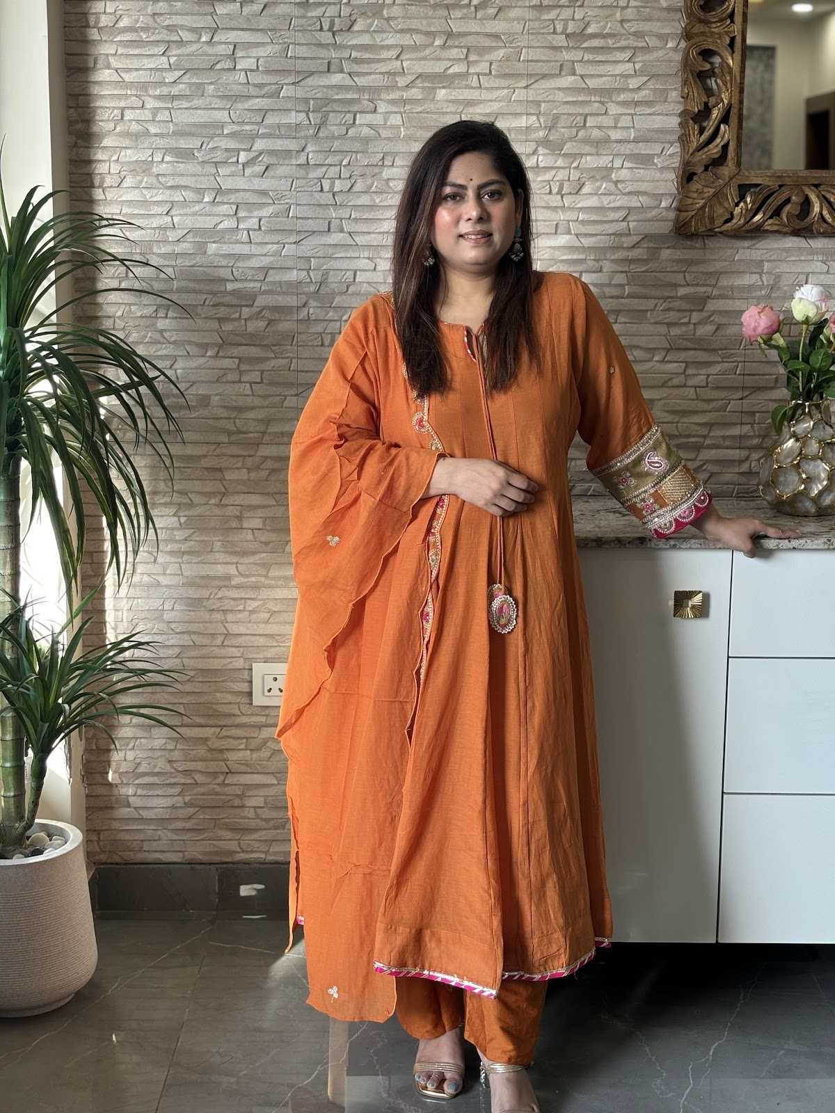 premium-mul-chanderi-anarkali-with-heavy-embroidered-sleeves-mul-cotton-lining-rust-1