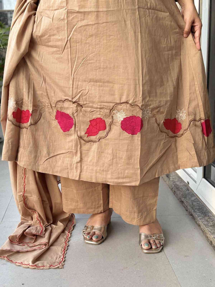 premium-mul-cotton-applique-work-a-line-suit-set-with-lining-brown-4