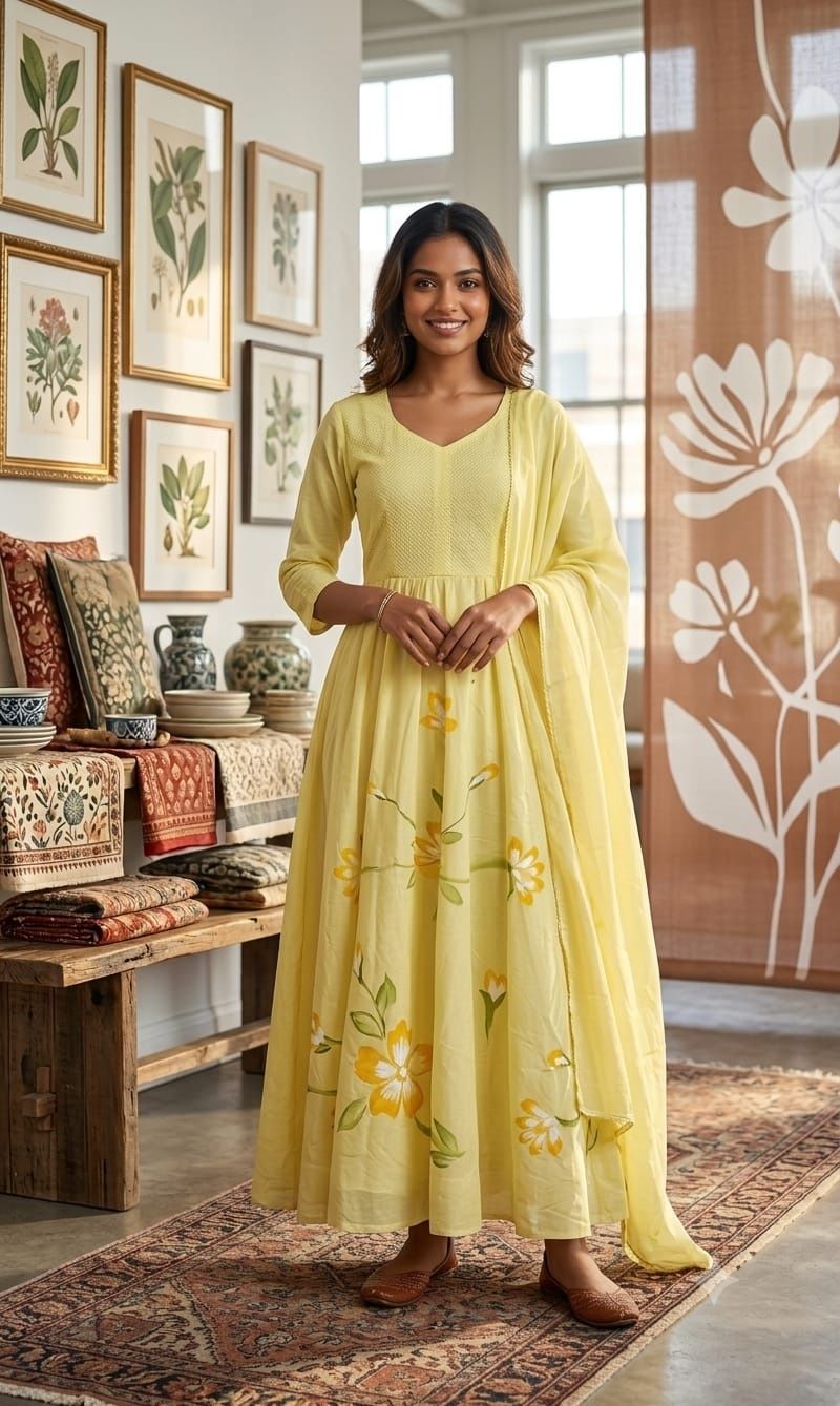 premium-mul-cotton-hand-brush-paint-anarkali-with-mul-cotton-lining-lemon-yellow-1