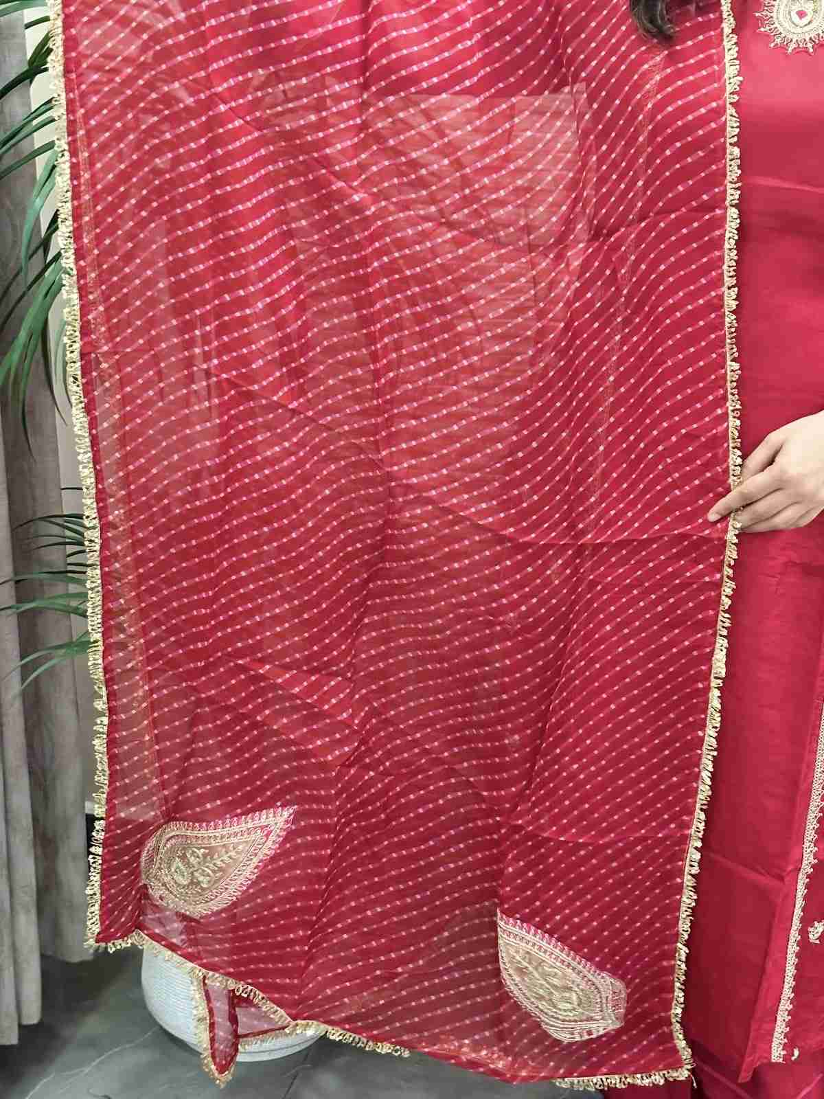 premium-russian-silk-embroidered-a-line-suit-set-with-lining-heavy-work-sleeves-back-paired-with-embroidered-pure-organza-bandhni-print-dupatta-maroon-6