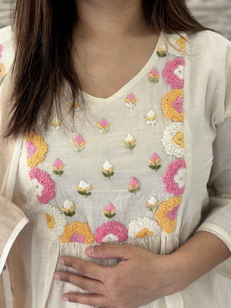 premium-silly-cotton-hand-embroidered-suit-set-with-gathers-paired-with-digital-floral-print-linen-chanderi-dupatta-off-white-2