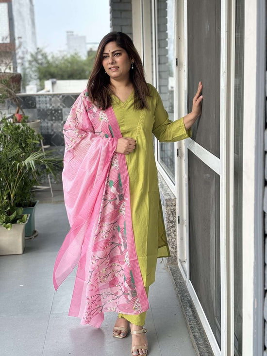premium-silly-cotton-suit-set-with-lining-paired-with-printed-cotton-kota-doria-dupatta-green-1