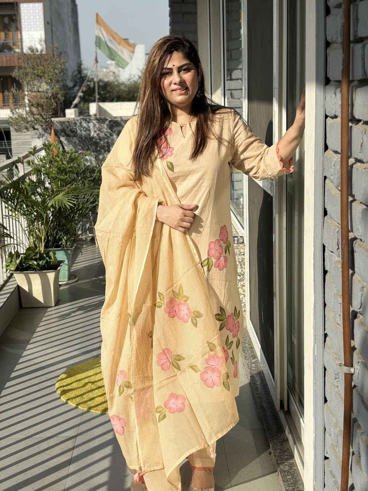 premium-slub-cotton-hand-brush-paint-straight-fit-suit-set-with-mul-cotton-lining-paired-with-cotton-kota-doria-dupatta-sand-colour-1