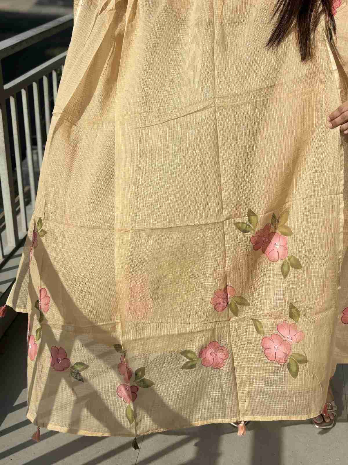 premium-slub-cotton-hand-brush-paint-straight-fit-suit-set-with-mul-cotton-lining-paired-with-cotton-kota-doria-dupatta-sand-colour-5