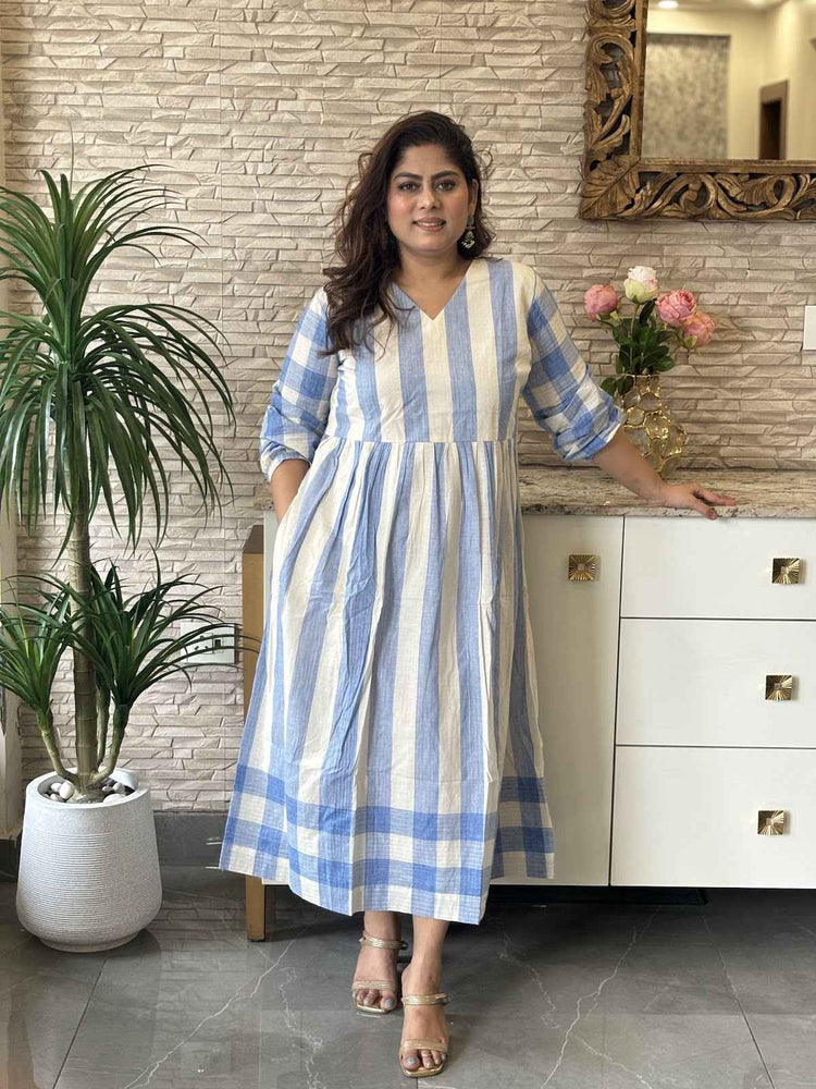 premium-soft-cotton-handloom-stripes-checks-dress-with-pockets-cotton-lining-blue-1