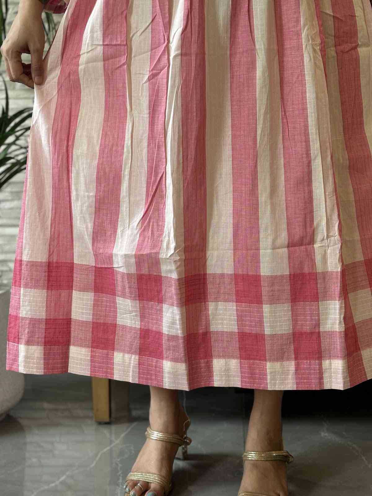 premium-soft-cotton-handloom-stripes-checks-dress-with-pockets-cotton-lining-pink-4