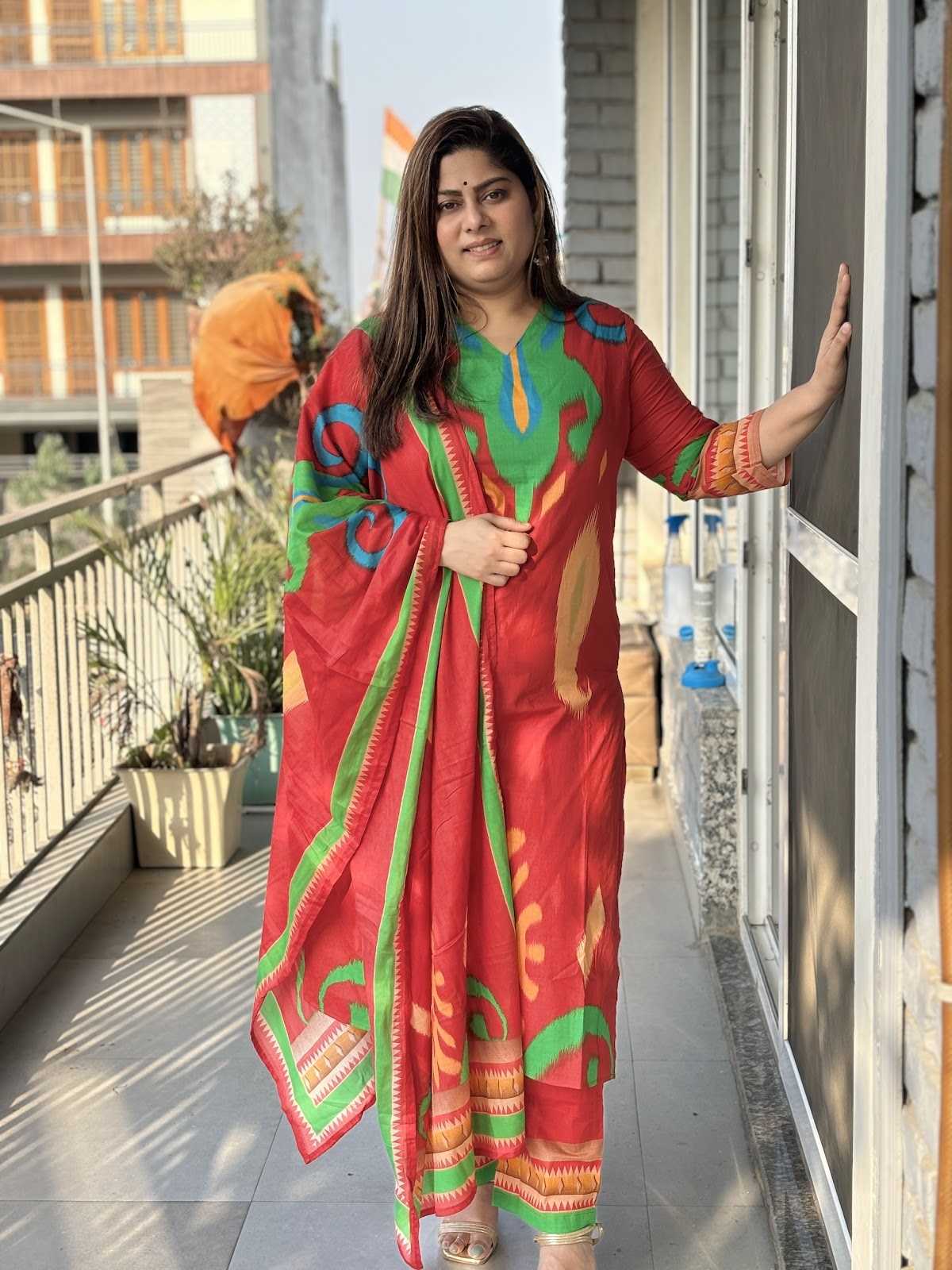 pur-cotton-ikkat-print-straight-fit-suit-set-paired-with-stole-width-dupatta-rust-1