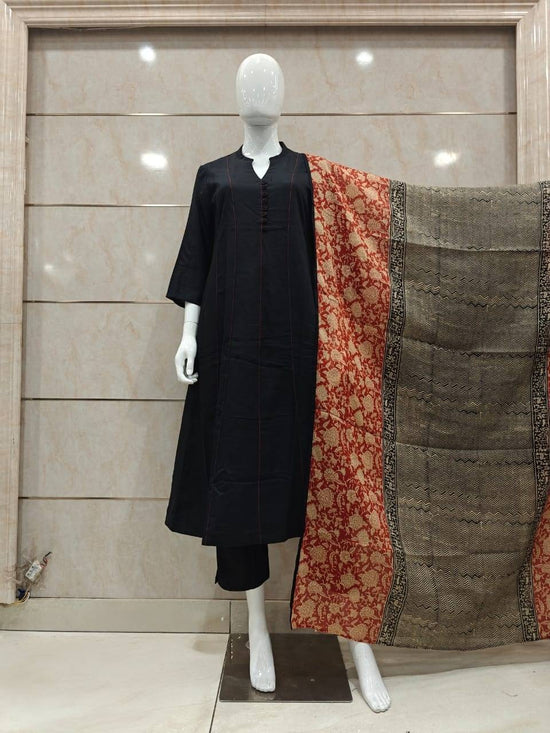 pura-cotton-a-line-suit-set-with-ahrakh-print-cotton-dupatta-black-1